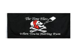 3x5 fts 90x150cm Directe fabrieksvoorraad SCHEDEL JOLLY ROGER VLAG DE TIJD VLIEGT WANNEER JE RUM PIRAAT CROSSBONES HEBT8268107