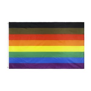 3x5 pies LGBT Black Rainbow lesbian Philly Gay Pride Flag precio de fábrica al por mayor 100% poliéster