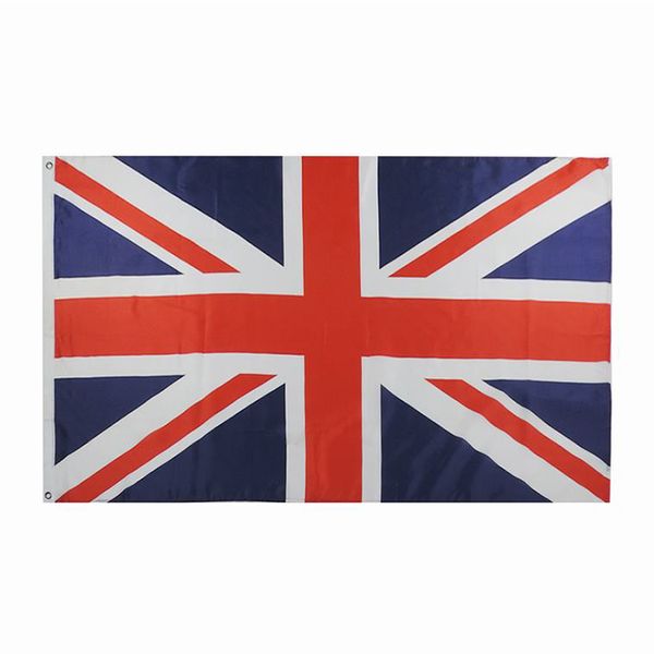 Bandera nacional del Reino Unido 3x5, impresión de un solo lado, banderas de serigrafía de poliéster con purga 90%, de fabricante profesional, envío gratis