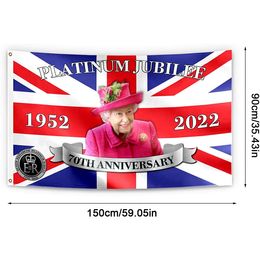 Banderas del 70.o aniversario de la reina Isabel 3x5, poliéster personalizado 100D impreso, uso interior al aire libre