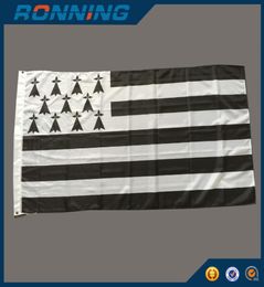 3x5ft 150x90cm Bretagne Vlag regio van Frankrijk Hoge kwaliteit digitaal printen Polyester hangende reclame 6897753