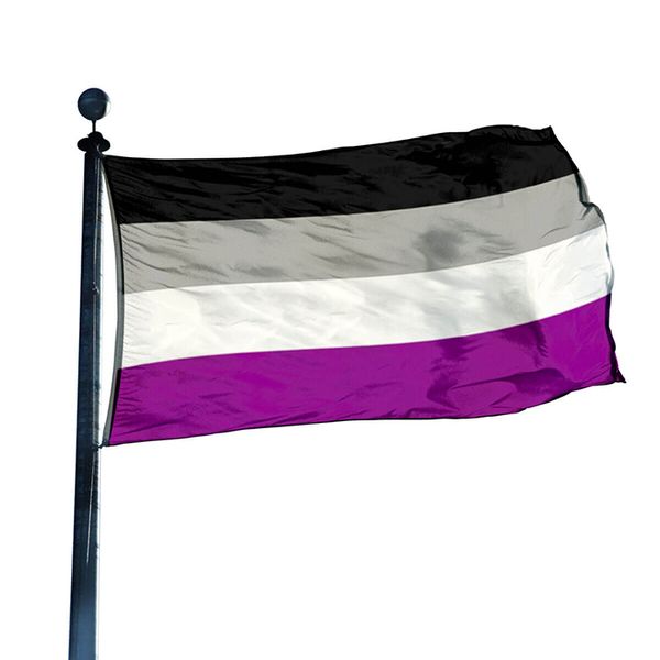 Promotion de tissu de polyester imprimé numérique de drapeau de fierté asexuée 3X5FT, fabricant professionnel de drapeaux et de bannières, livraison gratuite