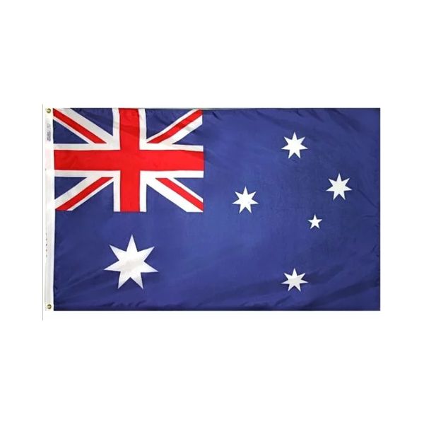 Drapeaux australiens en Polyester 3x5 pieds, impression simple face à 80% de saignement avec 2 œillets en laiton/couvercle d'arbre/quatre œillets/