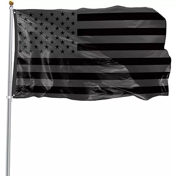 3x5 pieds drapeau américain noir polyester aucun quart ne sera donné drapeaux de bannière de protection historique des États-Unis 90 * 150 cm fournitures de fête festives intérieures et extérieures double face