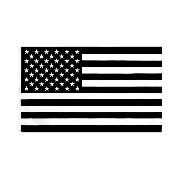 Drapeau américain noir et blanc de 0,9 x 1,5 m en polyester, aucun quartier ne sera donné aux États-Unis, bannière de protection historique, drapeau double face, intérieur et extérieur