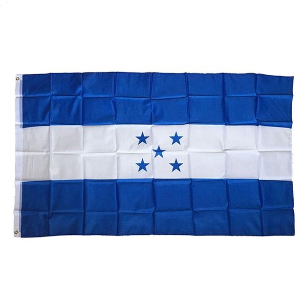 Drapeaux et bannières du Honduras de 0,9 x 1,5 m, 68D en polyester imprimé en stock pour tous les pays, extérieur, intérieur, logo de conception personnalisée.