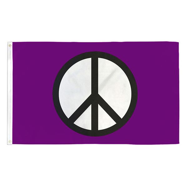 Drapeau violet de symbole de paix de 3x5ft, impression simple face 100% polyester de tous les pays, livraison gratuite intérieure extérieure