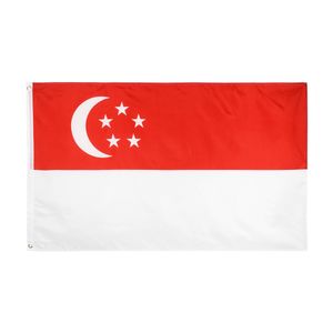 3x5Fts 90x150cm Drapeaux nationaux de Singapour Drapeau de Singapour Bannière en polyester pour la décoration extérieure intérieure Vente en gros directe en usine