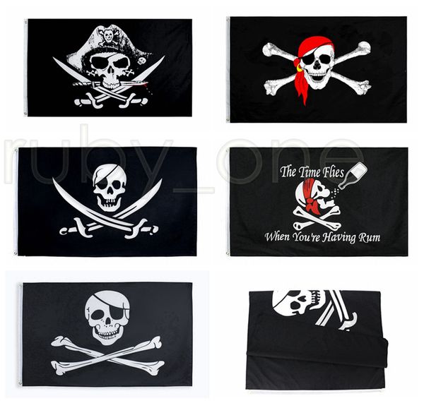 3x5fts Skull Cross Bones Pirate Flag Creepy Ragged Hallowmas Scary Banner Party Supplies Banderas 90x150cm 5styles RRA4463