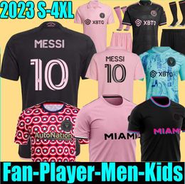 3XL 4XL 2023 2024 Inter Miami Soccer Jerseys CF Messis Martinez MLS 23 24 Hommes Enfants Kit Chemises de football Joueur Fans Version Uniforme Pré-Match