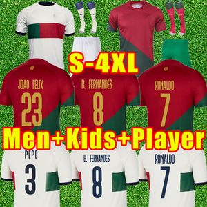 3XL 4XL 2023 24 Portugese voetbalshirts Heren kinderkit RONALDO JOAO FELIX thuis weg voetbalshirt BERNARDO Camisa de futebol volledige set spelerversie dames volwassen kind