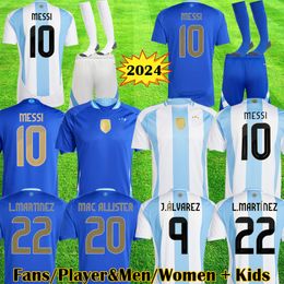 3XL 4XL 2024 Argentinië voetbalshirts Fans speler versie copa DYBALA MARTINEZ Maradona de paul voetbalshirt 24 25 Heren dames Kindersets uniformen di maria XXXL 999