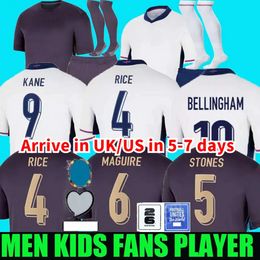 3xl 4xl 2024 Angleterre Bellingham Soccer Jerseys 150 ans 23 24 25 Équipe nationale Toone Football Shirt White Bright Kane Sterling Rashford Sancho Grelish Men Kids Kit