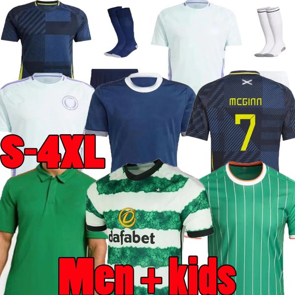 3xl 4xl 2024 Escocia 23 24 25 Celts Kit de fútbol de escocés McGinn Football Shirt Set Children's Sit Home Navy 150 aniversario Edición especial