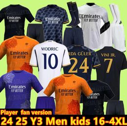 3xl 4xl 23 24 25 Fans Player Version Jerseys de football Benzema Rodrgo Bellingham 2023 2024 Vini Jr Football Shirt Camiseta Futbol Men Kids Kit Kit Modric Real
