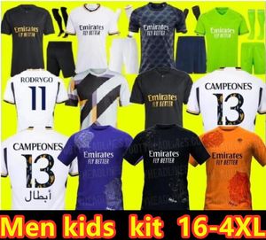 3xl 4xl 23 24 Version de fans Version de football Jerseys Benzema Rodrgo Bellingham 2023 2024 Vini Jr Football Shirt Camiseta Futbol Men Kids Kit Women Modric Real