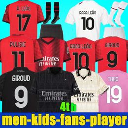 3XL 4XL 23 24 PULISIC GIROUD AC m MILANS Voetbalshirts R.LEAO THEO IBRAHIMOVIC TONALI Voetbalshirt ROMAGNOLI RAFA LEAO S.CASTILLEJO REIJNDERS Thuis Uit Heren Kindertenue