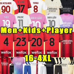 3xl 4xl 23 24 Pulisic Giroud Soccer Jerseys Ibrahimovic Camisa de fútbol 2023 2024 Tonali Rebic Camiseta Milan Kjaer Theo Brahim R.Leao Hombres Niños Fans Jugador Fouth