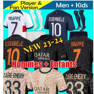 3xl 4xl 23 24 Jerseys de football Mbappe 2023 2024 Shirts de football Hakimi O.Dembele Barcola Zaire-Emery Kolo Muani G.Ramos Men Kids Maillot Foot Enfants sets quatrième