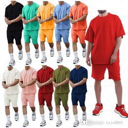 3xl 4xl 5xl heren tracksuits katoen tweedelig sets massieve kleur korte mouw t-shirt en shorts sweatsuits zomercasual kleding