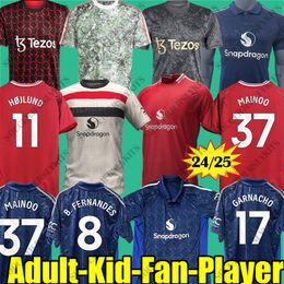 3xl 4xl Manchestee United 24 25 Mainoo Hojlund Casemiro voetbalshirts Garnacho Rashford Fans Player -versie Fernandes Mount voetbalshirt 2024 2025 Kids Set