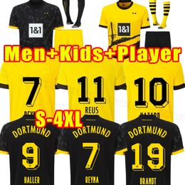 3xl 4xl Reus Soccer Jerseys 23 24 Season Haller 2023 2024 Soccer voetbal Topshirt Neongelb Bellingham Hummels Brandt Dortmund Hazard Yeyna Men Kids Kit Fans speler