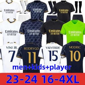 3XL 4XL RODRYGO Real Madrid Soccer Jerseys 2023 2024 Bellingham VINI JR Version du joueur des fans Camavinga Chuameni Arda GuLer Hommes Enfants Femmes Chemise Uniformes