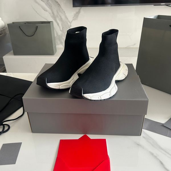 3XL Sock tricot sneaker logo imprimé appartements couple femmes hommes plate-forme noir blanc formateurs chaussures de sport style chaussette cheville baskets chaussures de luxe designer usine