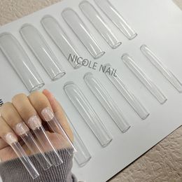 3xl vierkant rechte extra's lange volledige hoes nagels kunstmatige acryl valse nagel tips duidelijk druk op manicure tool 220716