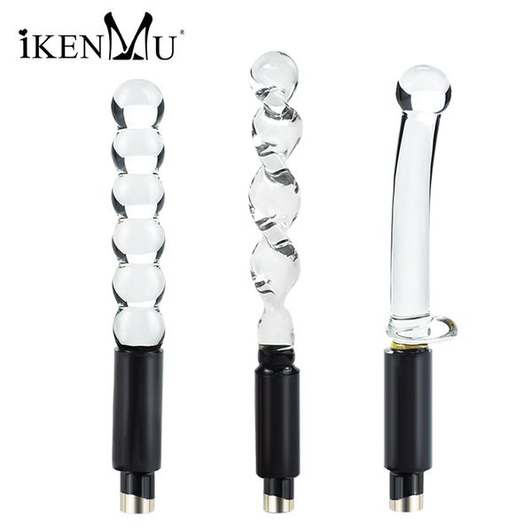 Gode 3XLR connecté pour mitrailleuse sexy, perles anales en cristal de verre, adaptateur d'extension de mitrailleuse, jouet boutique iKenmu