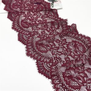 Ancho de 3y/lote 23cm Borgoña Red Elástica Eyelash Lace Nid para ropa Cabalde de dobladillo Ayerra de costura de costura de ropa DIY Fabrics de encaje