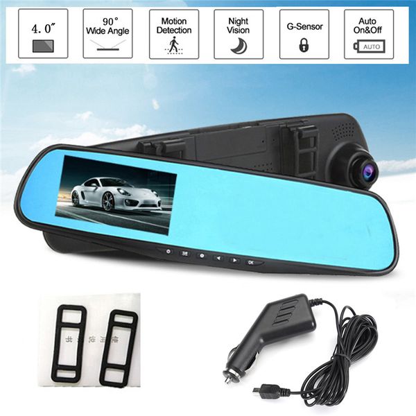 Livraison gratuite 4.0 pouces 720P voiture dvr rétroviseur Dash DVR enregistreur vidéo lentille caméra moniteur Vision nocturne