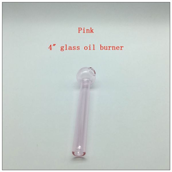 4.0Inch 10CM Rose Brûleur À Huile Tuyau En Verre Pyrex Verre Brûleur À Huile Tuyau 6 Couleurs Brûleur À Huile Tuyau Eau Main Tuyaux Accessoires Pour Fumer