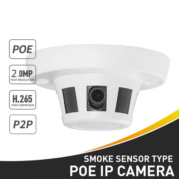 Caméra IP POE 4,0 mp, sécurité Audio, capteur de fumée intérieure, Type ONVIF H.265, pour système de vidéosurveillance NVR