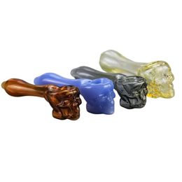 4,1 pouces / 10,5 cm tête de crâne Pipe à fumer Pyrex verre brûleur à mazout tuyau barboteur cuillère à main tuyaux Mini Heady Type libre outils de tabac portables