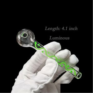 Les tuyaux de brûleur à mazout en verre vert lumineux coloré de 4,1 pouces de longueur brillent dans le noir épaisseur faite à la main cadeaux cool pour les fumeurs Pyrex clair