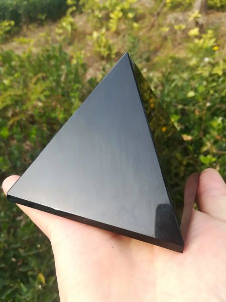 4-10 cm Negro de curación de obsidiana Pirámide Natural Mineral Trianglido Punto de cristal al por mayor