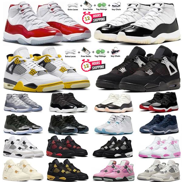 jordab4 11 Zapatos de baloncesto 4s Metallic Gold Sail Bred Reimagined Military Black Cat Red Thunder 12s Cherry Gamma Blue Midnight Navy Space Jam low Barons Hombres Mujeres