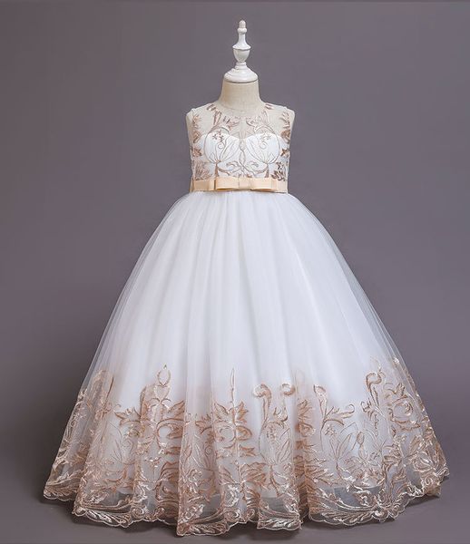 4-14 Y filles élégante robe de demoiselle de mariage pour princesse fête Pageant formelle première fête élégante robe de soirée pour les filles 210303