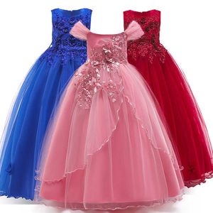 4-14 jaar Kinderbruidsmeisje jurk voor meisje lange kant prom jurken bloem meisje party trouwjurken kinderen avondkleding q0716