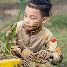 4-14 jaar oude kinderen tactische vingerloze handschoenen leger militaire camouflage antislip wanten halve vinger jongens kinderen sport fietsen vijf 253I