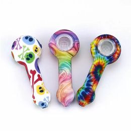 Pipes à fumer de 4,23 pouces Bong avec bol en verre épais Conseils de fumée de tabac à la main pour cuillère Processus de soufflage en pyrex Accessoires de bangs en silicone en gros