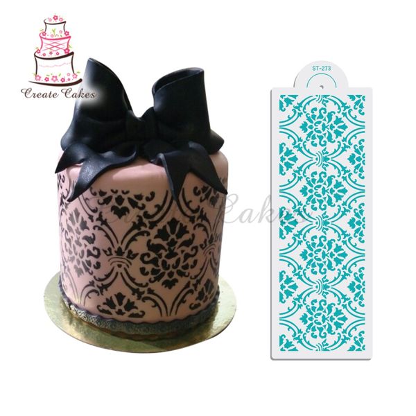 Outils de gâteau Royal Damask Stencil Plastic Art Side Design Border Stencils Set