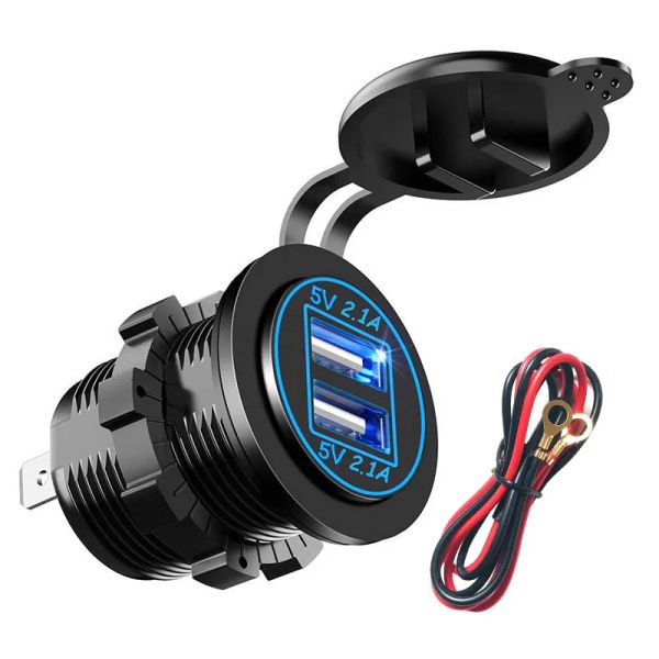 4.2A DUAL COMBAJE USB CARGO SECTULAR ADAPTOR DE ENTRAJE 5V Puertos USB duales CARGA RÁPIDA PARA CAR BACH DE COMO SMARTO MARINE D5