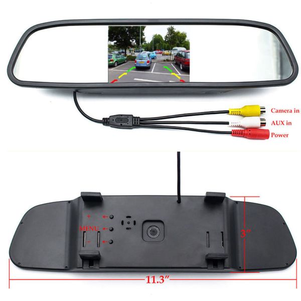 4,3 pouces HD HD RetroView Miroir Moniteur CCD Vidéo Auto Parking Assistance de stationnement à LED Infrarouge Vision Inverser Caméra Vue arrière