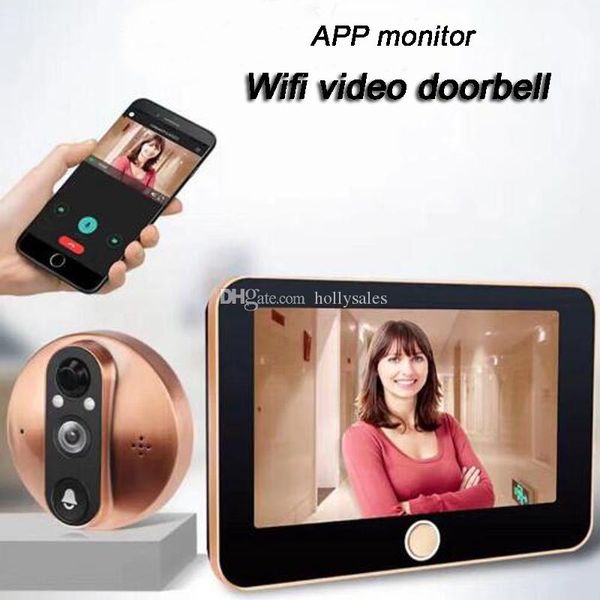 4,3 pouces contrôle APP sans fil moniteur Wifi Smart judas vidéo sonnette HD1080P caméra Vision nocturne détection de mouvement PIR pour un usage domestique