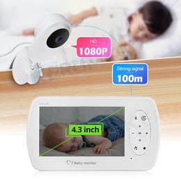 4,3 inch draadloze kleur babymonitor 1080p HD audiovideo baby camera temperatuurmonitor 2 way 2 way audio vox lullaby sd card record