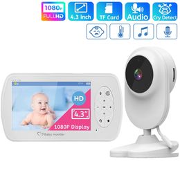 4,3 inch draadloze kleur babymonitor 1080p HD audiovideo baby camera temperatuurmonitor 2 way 2 way audio vox lullaby sd card record