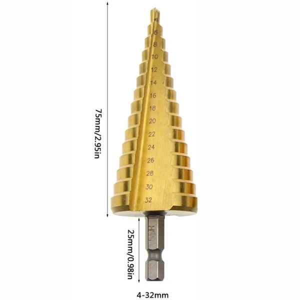 4 -32 mm HSS Titane enduit métallique Hex Core Drill Bits en acier à haut débit Bit de forage de forage