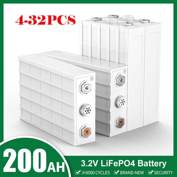 4-32 Uds 200AH Lifepo4 paquete de batería de fosfato de hierro y litio DIY 12V 24V 48V motocicleta coche eléctrico Solar RV inversor baterías